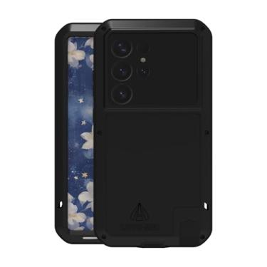 Imagem de LOVE MEI Capa robusta militar para Samsung Galaxy S25 Ultra, com película de vidro temperado, à prova de choque, à prova de poeira, à prova de arranhões, híbrida, metal e gel de silicone, capa de