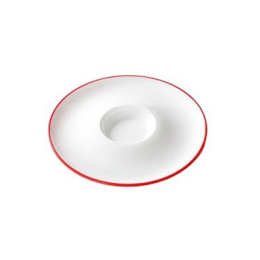 Imagem de Prato de imitação de porcelana minimalista, prato de sopa refogado para restaurante de hotel - P0501-9,8-vermelho e branco
