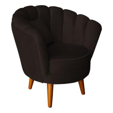 Imagem de Poltrona Pétala Elegancia Decorativa Com Pés De Madeira  Marrom