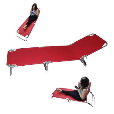 Imagem de Cadeira Espreguiçadeira Dobravel Reclinavel 3 Posiçoes Praia Jardim Piscina Camping Ar Livre Lazer Sol Verao