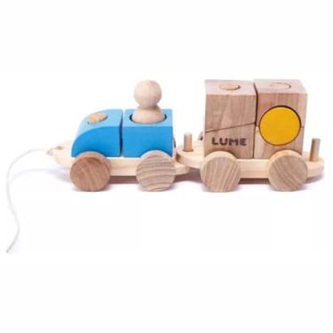 Imagem de Brinquedo Infanti De Madeira Carretinha De Encaixe