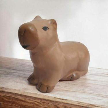 Imagem de Cofre Modelo Capivara Grande em Ceramica - Cor Marrom - Decore Casa