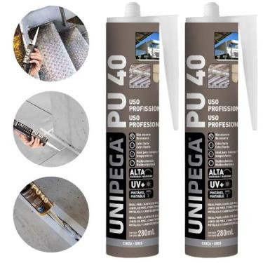 Imagem de Kit 2 Cola Selante PU40 Poliuretano Cinza 400g Profissional Adesivo Ve