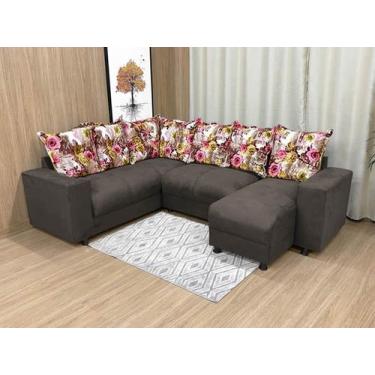 Imagem de Sofá Canto Marrom com Floral 603/66 Áustria - Alpoim