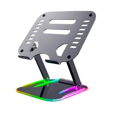 Imagem de Suporte para laptop Suporte para laptop em liga de alumínio, suporte para tablet portátil dobrável com iluminação RGB Elevador para laptop