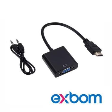 Imagem de Cabo Adaptador Conversor HDMI Para VGA Com Saída P2 Áudio - EXBOM