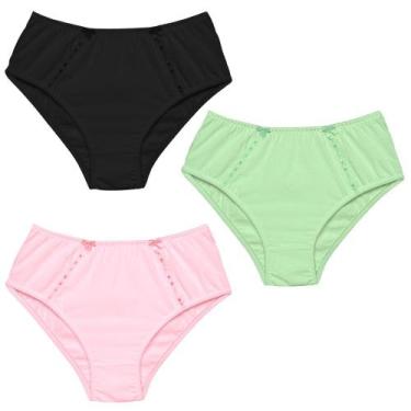 Imagem de 3 Calcinha Cintura Alta Luminate 2112 Renda Preto Rosa Verde, P