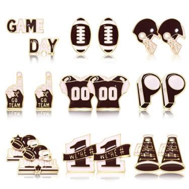Imagem de 9 pares de brincos femininos de dia de jogo para futebol, vermelho, azul, acessórios espirituais, joias esportivas, roupas de futebol, lembrancinhas de festa, presentes, Zinco, Sem pedra preciosa