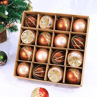 Imagem de Decorazioni dell'albero di Natale, 16 PZ Set di ornamenti Della sfera di Natale, Degli ornamenti di Natale Balls Shatterproof Hanging Ornaments Kit (B - Bronze)