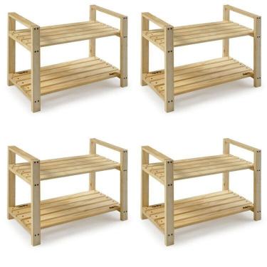 Imagem de Kit 4 Armários Multiuso Sapateira Pinus Bege