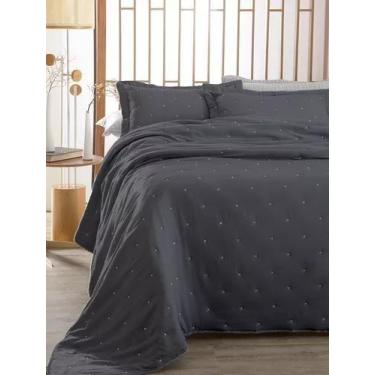 Imagem de Kit Cobre Leito 3 peças Queen Extra Soft Rozac  Maxime, cinza grafite