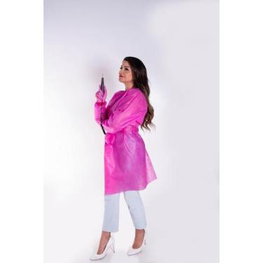 Imagem de Avental descartável  com punho de ribana cor rosa pink pct c/ 10 und. 