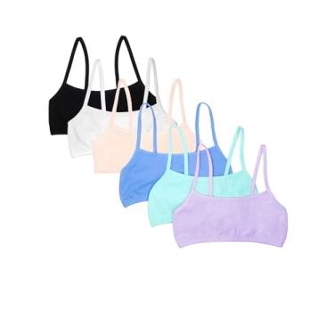Imagem de Fruit of the Loom Sutiã esportivo de algodão com alças finas para meninas, azul aruba/jacinto/azul-centáurea/nu/branco/preto, Azul Aruba/Jacinto/Centáurea/Azul Claro/Branco/Preto, 40