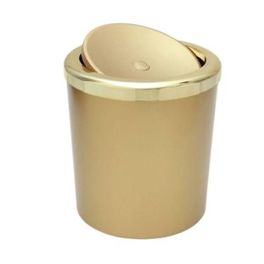 Imagem de Lixeira Com Tampa Basculante Para Banheiro Cozinha 5litros Haus Dourada