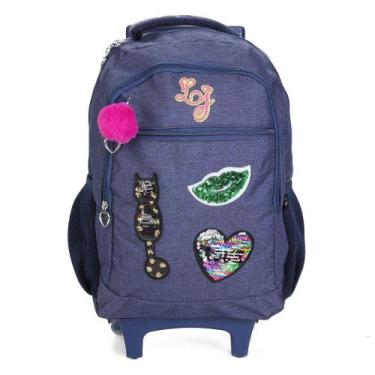 Imagem de Mochila Santino Lili July Patches Paetês Com Rodinhas