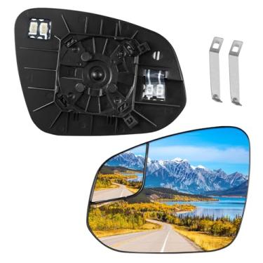 Imagem de BDFHYK Espelho de vidro aquecido do lado esquerdo do motorista compatível com Toyota RAV4 2016-2018 retrovisor externo com placa de apoio, substitui 87961-42D20 879610R220 8796142D20 (esquerda)
