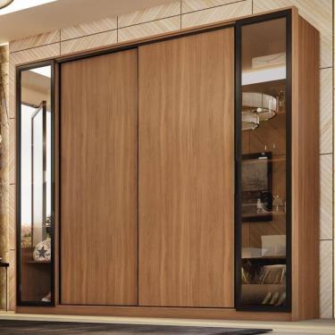 Imagem de Guarda Roupa Casal 4 Portas Vidro Reflecta E 4 Gavetas Estônia - Amêndola-nude Tx Amêndola-nude