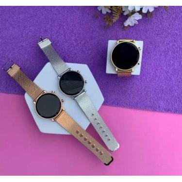 Imagem de Relógio Digital Led Luxo Feminino Unissex Redondo Pulseira Silicone Aj