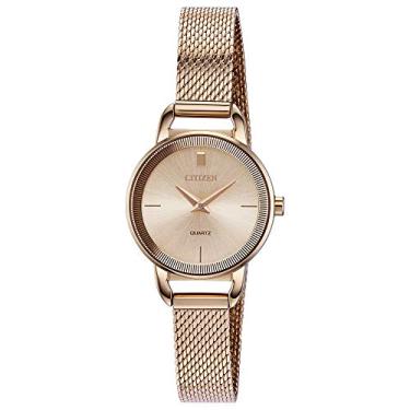 Imagem de Citizen Relógio feminino de quartzo, aço inoxidável, clássico, dourado rosa (modelo: EZ7003-51X)