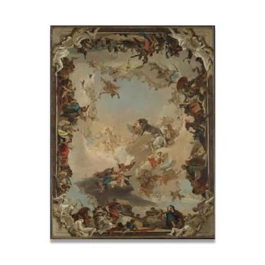 Imagem de Impressão em tela Giovanni Battista Tiepolo de planetas e continentes – Obra-prima rococó barroca, pintura escolar de Veneza, pintura a óleo decorativa para galeria doméstica 40 x 52 cm
