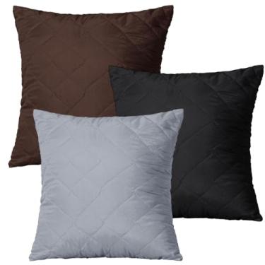Imagem de Capa de Almofada Decorativa Matelada, 45x45cm, com Zíper, 5 Cores Lisas (3, Tabaco/Preta/Cinza)