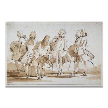 Imagem de Impressão em tela Tiepolo Giovanni Battista Promenade veneziana – Obra-prima rococó barroca, pintura escolar de Veneza, pintura a óleo decorativa para galeria doméstica 70 x 105 cm