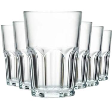 Imagem de Jogo De Copos 6 Peças De Vidro 400ml Para Refrigerante Suco Água Milk shake Copo Longo Alto Transparente 8,8cm x 12cm Conjunto De Copos
