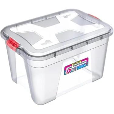 Imagem de Caixa Organizadora Transparente Extra Grande 56 Litros com Tampa e Trava