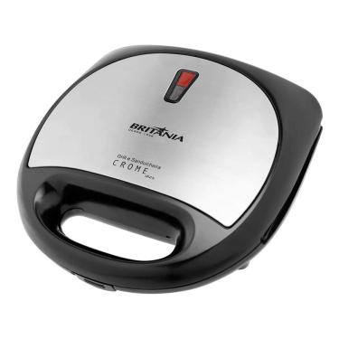 Imagem de Sanduicheira E Grill Crome 2 Pães Britânia Aço Escovado E Preto 220V