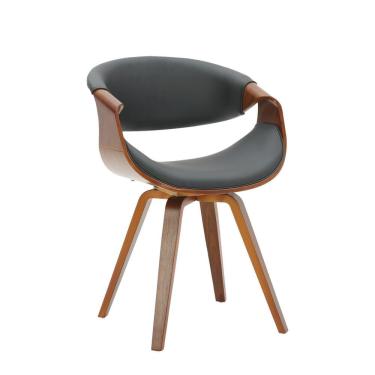 Imagem de Cadeira Estofada Madeira Couro Munique Fratini Preto