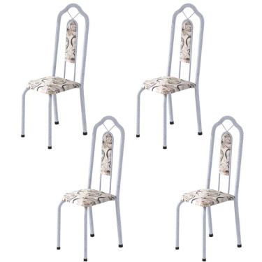 Imagem de Kit 4 Cadeiras Tubular Bianca Soma Móveis Martelado Pérola/Arabesco