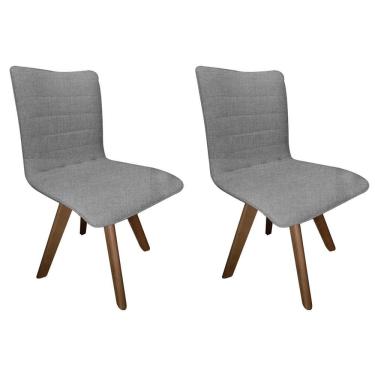 Imagem de Kit 02 Cadeira Giratória Zack Para Sala De Jantar Base Madeira Imbuia Linho Cinza - Amey Decor