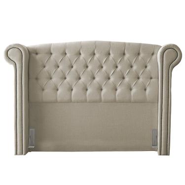 Imagem de Cabeceira Para Cama Box Adelle King Size Linho Bege Com Tachas Fumê Desk Design