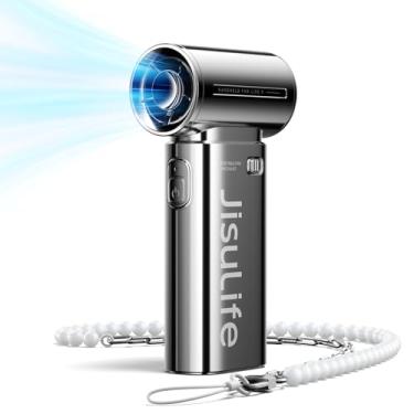 Imagem de JISULIFE Ventilador portátil de mão Life9, Turbo Power Air de alta velocidade [tempo máximo de resfriamento de 18H], vento de 5 marchas, recarregável de 5000 mAh, design de mini bolso, ventilador
