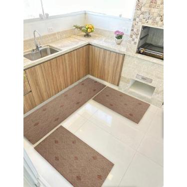Imagem de Kit 3 Peças PS Jogo Tapete Cozinha Largo 0,66 Antiderrapante - Lancer,