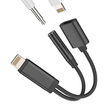 Imagem de Aksenli Adaptador Auxiliar Para Iphone Fone De Ouvido, Cabo Dongle 2 Em 1, Lightning Divisor 3,5 Mm, Carregador Apple, Áudio Com Certificação Mfi Conversor Carga Música 12, 11, 13 Pro Max, Mini 7, 8