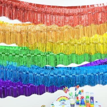 Imagem de LOLStar Guirlanda De Franjas Com Arco-Íris Para Decoração Festa, Pacote 6 Faixas Glitter Metálico, Saias Mesa Coloridas Pendurar, Aniversários, Casamentos, Natal, Desfile Do Mês Orgulho, Carros Aleg