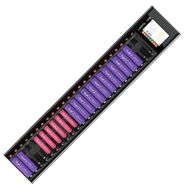 Imagem de LIMETA Carregador De Pilhas Aa 24 Compartimentos, Carregamento Rápido Usb, Tela Lcd, Proteção Contra Sobrecarga, Recarregáveis Domésticas Li-Lon, Lihv, Nimh, Nicd, Hife, Nizn, Lifepo4