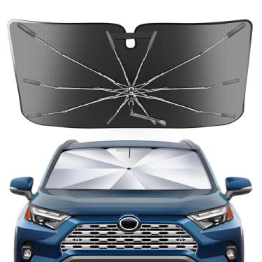 Imagem de Guarda-sol portátil para para-brisas personalizado adequado para Toyota RAV4 13-18, 2 em 1 cristal de gelo durável guarda-chuva compacto sombra UPF50+ UV janela frontal proteção de isolamento térmico