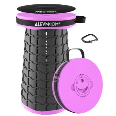 Imagem de ALEVMOOM Banco dobrável 2GG atualizado de 50 cm com almofada, banco telescópico portátil, capacidade de 453 kg, cadeira dobrável retrátil resistente para adultos, para acampamento, pesca, caminhadas