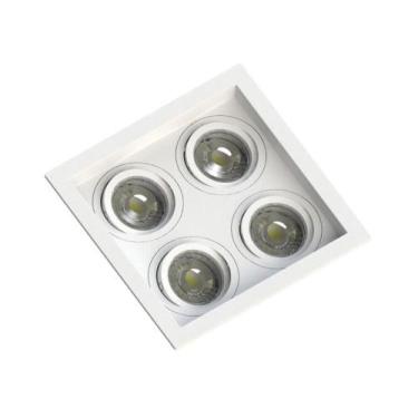 Imagem de Spot Embutir Quadrado Branco ABS Recuado P/ 4xMR16 Dicroica - EMBUTIDO