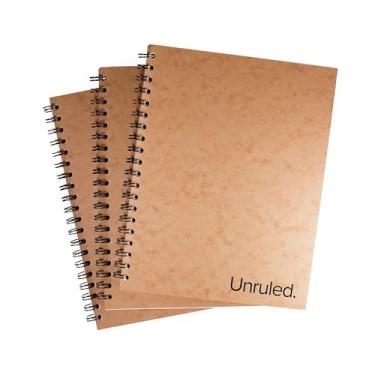 Imagem de Unruled Caderno espiral clássico em branco, papel liso premium de 27 kg, 70 folhas, reciclado e sustentável, 26,7 cm x 20,32 cm, pacote com 3, folha/fio preto