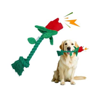Imagem de Wunive Brinquedos barulhentos para cães, brinquedos de pelúcia de flor de rosa com papel enrugado para mantê-los ocupados, brinquedos interativos para mastigar cachorros, brinquedos barulhentos de