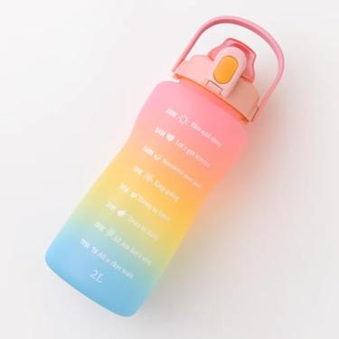Imagem de Garrafa Squeeze Policarbonato Degradê 2 Litros Hidratação Ideal para Academia, Corridas Casa Buritis (Rosa + Amarelo + Azul)