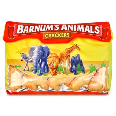 Imagem de iscream Conjunto de travesseiros Barnum's Animal Crackers de 38 x 25 cm com 5 mini travesseiros de pelúcia para biscoitos de animais