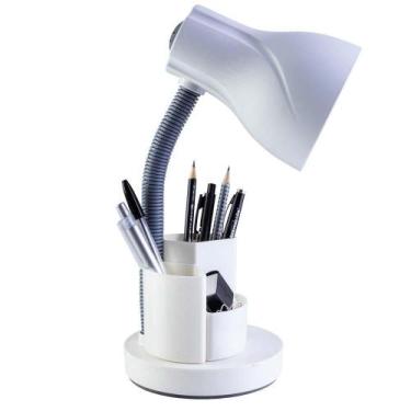 Imagem de Luminária Mesa Spiralle c/ Porta Lápis/Caneta Branca 12,5cm - Startec,