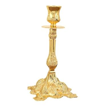 Imagem de Ｂｅｓｇａ Suporte de vela de metal para candelabro, peça central, castiçal simples, suporte decorativo para velas, para decoração de bar, mesa de jantar, Ouro
