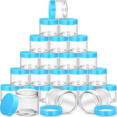 Imagem de SATINIOR 24 frascos vazios de plástico transparente com tampas, recipientes de armazenamento redondos, boca larga para produtos de beleza, creme cosmético, loção líquida de manteiga para artesanato e