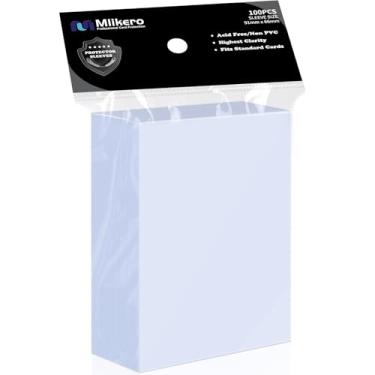 Imagem de Mlikero 100 capas para cartas, capas transparentes e macias, polipropileno (PP), adequadas para MTG, TCG, beisebol, futebol, cartas de jogo