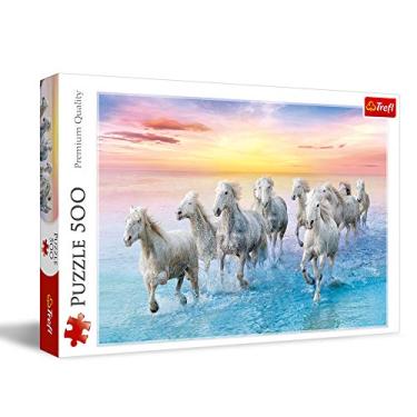 Imagem de Trefl Quebra-Cabeça "Cavalos Brancos Galopando" Com 500 Peças, Vermelho, 48 Cm X 33 Cm, Impressão, Faça Você Mesmo, Diversão Criativa, Clássico Para Adultos E Crianças A Partir De 10 Anos